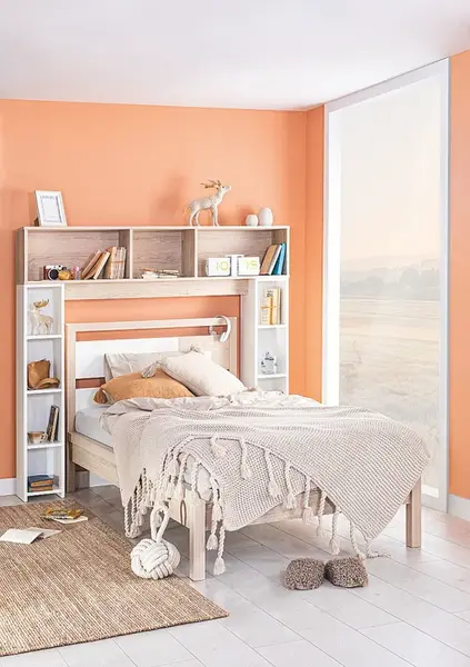 Studentská postel s knihovnou artos - dub sofia/bílá