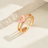 Fashionable Cute Brass Cubic Zirconia Cuff Rings
