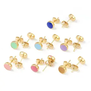 Golden Plated Brass Enamel Stud Earrings