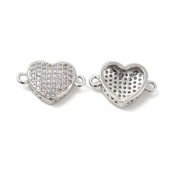 Brass Micro Pave Clear Cubic Zirconia Connector Charms