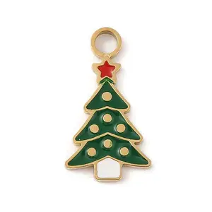 Christmas Theme Ion Plating(IP) 304 Stainless Steel Enamel Charms