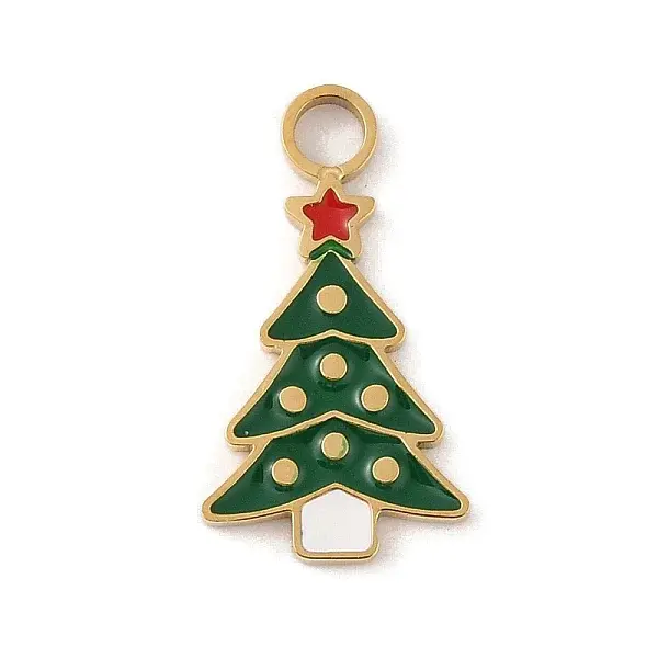 Christmas Theme Ion Plating(IP) 304 Stainless Steel Enamel Charms