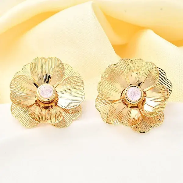 Brass Glass Stud Earrings