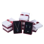 Kraft Cotton Filled Rectangle Cardboard Jewelry Set Boxes with Bowknot