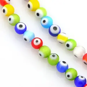 Handmade Evil Eye Lampwork Round Bead Strands