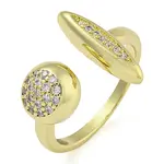Round & Horse Eye Brass Micro Pave Clear Cubic Zirconia Open Cuff Rings