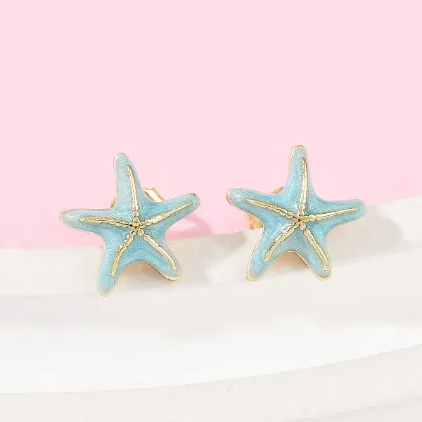 Brass Enamel Stud Earrings