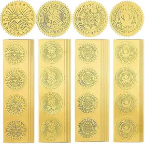 40 Sheets 4 Styles Plastic Self Adhesive Gold Foil Embossed Stickers