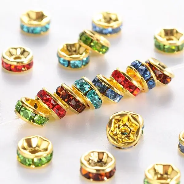 Brass Grade A Rhinestone Spacer Beads