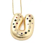 Brass Micro Pave Cubic Zirconia Letter Pendant Necklaces