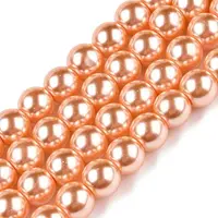 Baking Painted Pearlized Glass Pearl Round Bead Strands