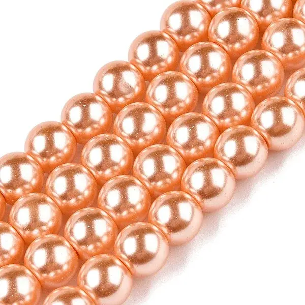 Baking Painted Pearlized Glass Pearl Round Bead Strands