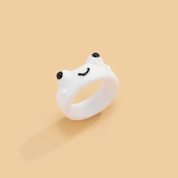 Frog Resin Plain Band Rings for Women Girls