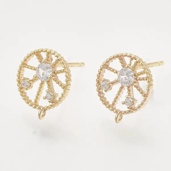 Brass Cubic Zirconia Stud Earring Findings
