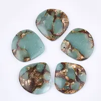 Assembled Natural Bronzite and Synthetic Aqua Terra Jasper Pendants