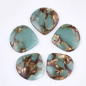 Assembled Natural Bronzite and Synthetic Aqua Terra Jasper Pendants