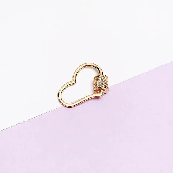 925 Sterling Silver Micro Pave Clear Cubic Zirconia Locking Carabiner Clasps