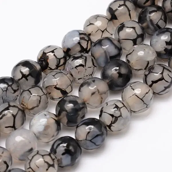 Dyed Natural Agate Faceted Round Beads Strands