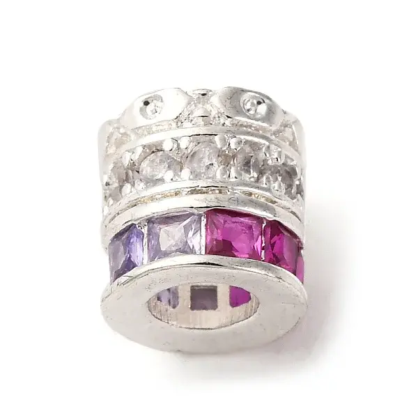 Brass Micro Pave Cubic Zirconia Beads