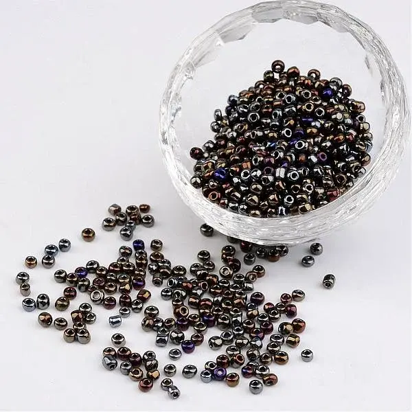 8/0 Electroplated Iris Round Glass Seed Beads