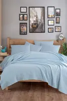 Přehoz 200x230 pique - světle modrá