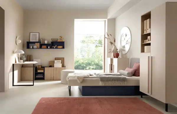 Malý studentský pokoj raquel - béžová/dub olejovaný/modrá