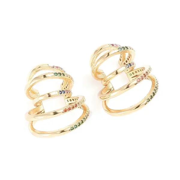 Brass Micro Pave Cubic Zirconia Cuff Earrings