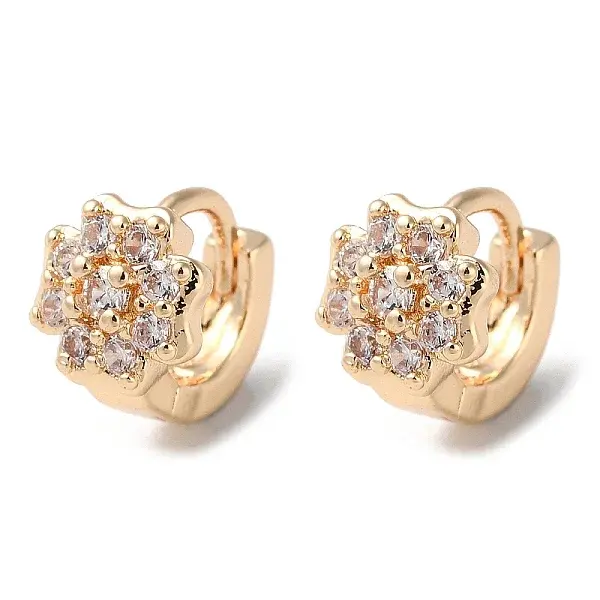 Rack Plating Brass Micro Pave Cubic Zirconia Hoop Earrings