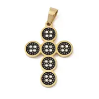 Ion Plating(IP) 304 Stainless Steel Enamel Rhinestone Pendants