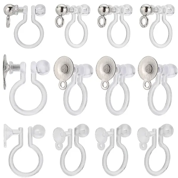 60Pcs 3 Styles Plastic U Type Clip-on Earring Findings
