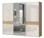 Skříň posuvná 3d se zrcadlem hagop-ořech pacifik/béžová - s rámem