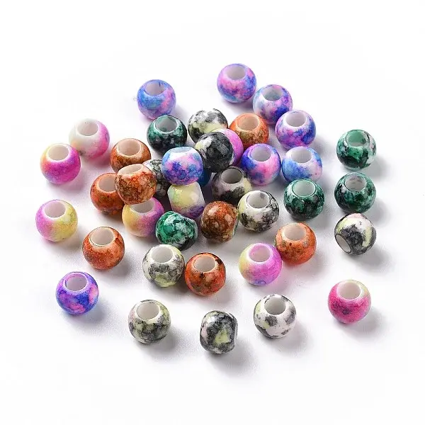 Spray Painted Opaque Acrylic European Beads