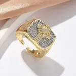 Brass Micro Pave Clear Cubic Zirconia Cuff Rings for Women
