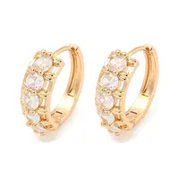 Brass Micro Pave Cubic Zirconia Hoop Earrings