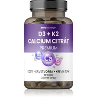 Movit Energy Vitamín D3 + K2 + Calcium Citrát Premium kapsle pro podporu imunity a optimální růst i vývin kostí 90 cps