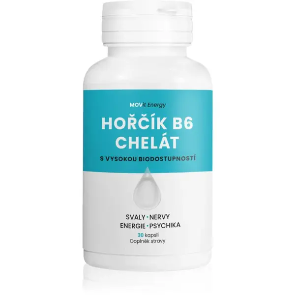 Movit Energy Hořčík B6 Chelát 100 mg kapsle pro podporu snížení míry únavy a vyčerpání 30 cps