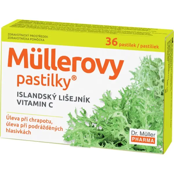 Dr. Müller Müllerovy pastilky® islandský lišejník pastilky pri ťažkostiach s hlasom 36 ks