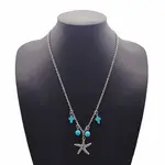 Alloy Starfish Pendant Necklace with Cable Chains