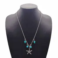 Alloy Starfish Pendant Necklace with Cable Chains