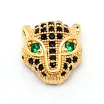 Brass Micro Pave Black & Green Cubic Zirconia