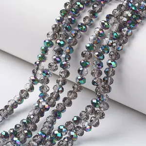 Electroplate Transparent Glass Beads Strands