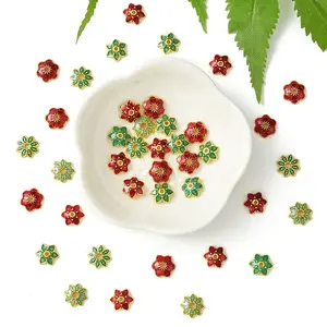 40Pcs 4 Styles Alloy Enamel Beads Caps