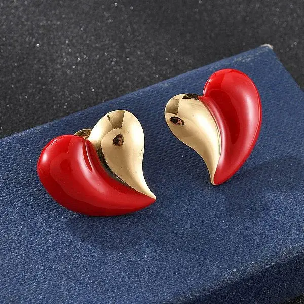 201 Stainless Steel Heart Stud Earrings