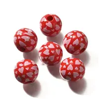 Valentine's Day Element Printed Wood Beads