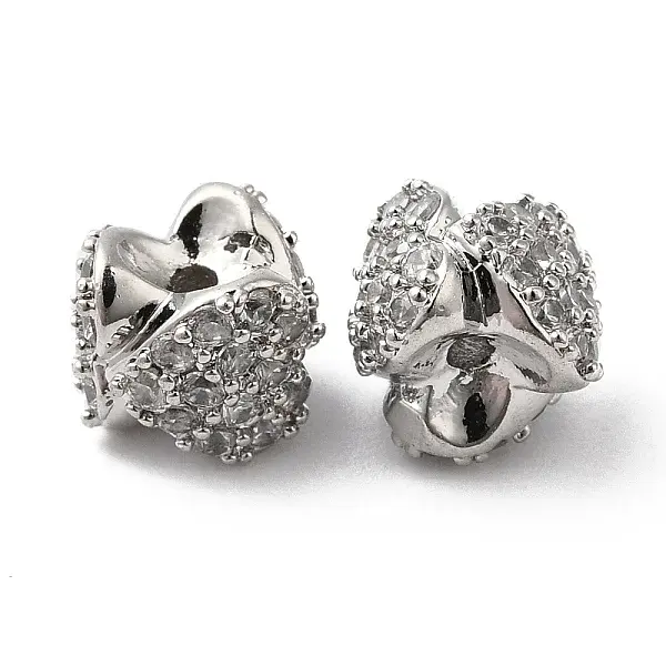 Brass Micro Pave Cubic Zirconia Spacer Beads