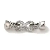 Rack Plating Brass Pave Clear Cubic Zirconia Fold Over Clasps