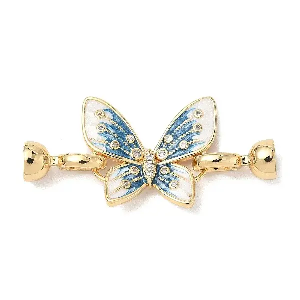 Butterfly Brass Micro Pave Clear Cubic Zirconia Fold Over Clasps