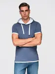 Ombre Men's hooded cotton t-shirt - dark blue melange