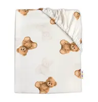 Baby Nellys Prostěradlo do postýlky 120x60cm, bavlna, Míša - bílý s potiskem