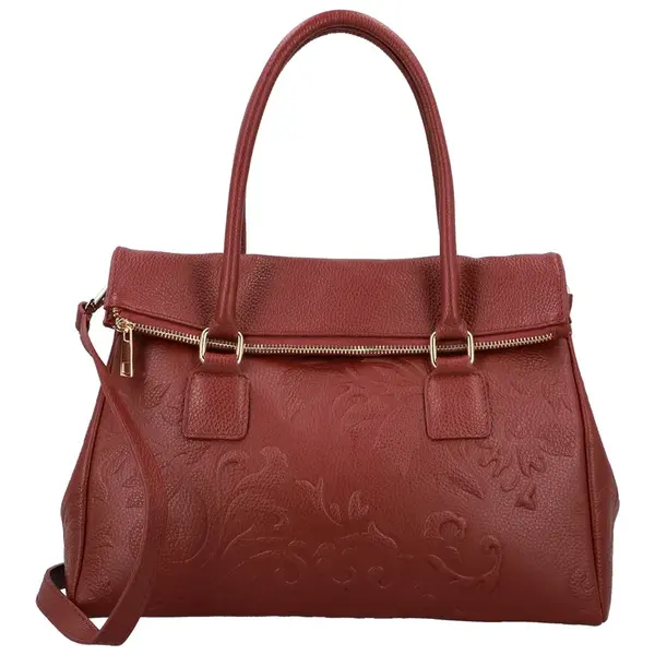 Dámská kožená kabelka do ruky tmavě červená - Delami Vera Pelle Arjana